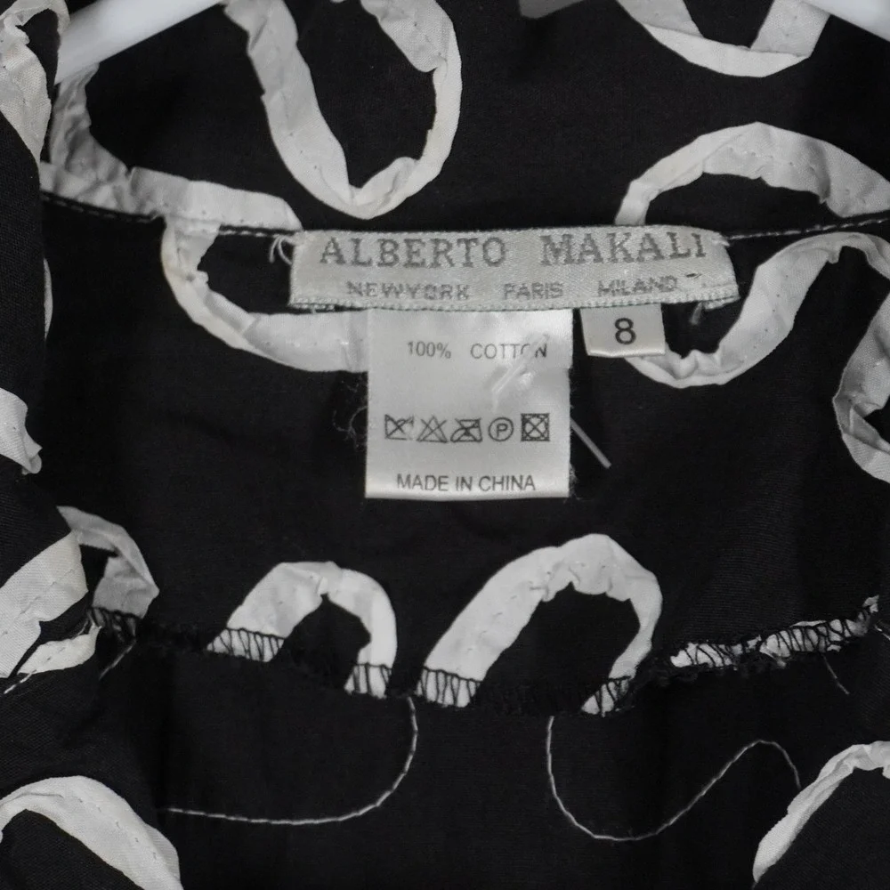 VTG Alberto Makali Black White Floral Soutache Lace Trim Bell‎ Sleeve Jacket 8